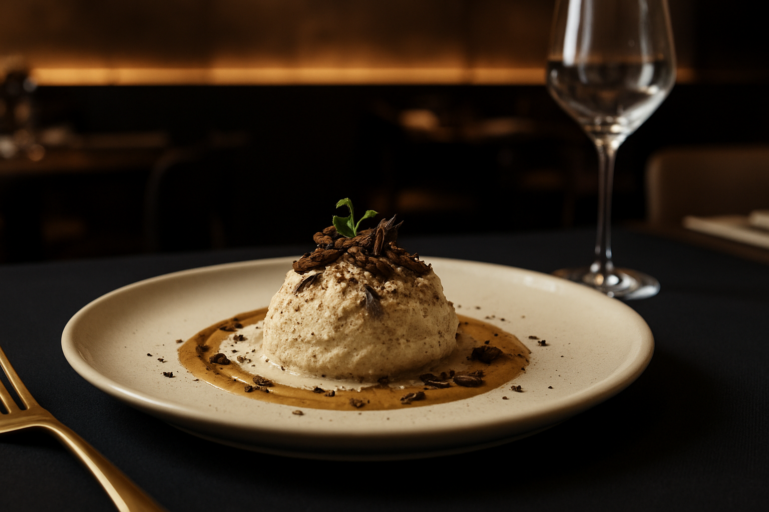 Piatto raffinato con insetti edibili in ristorante italiano