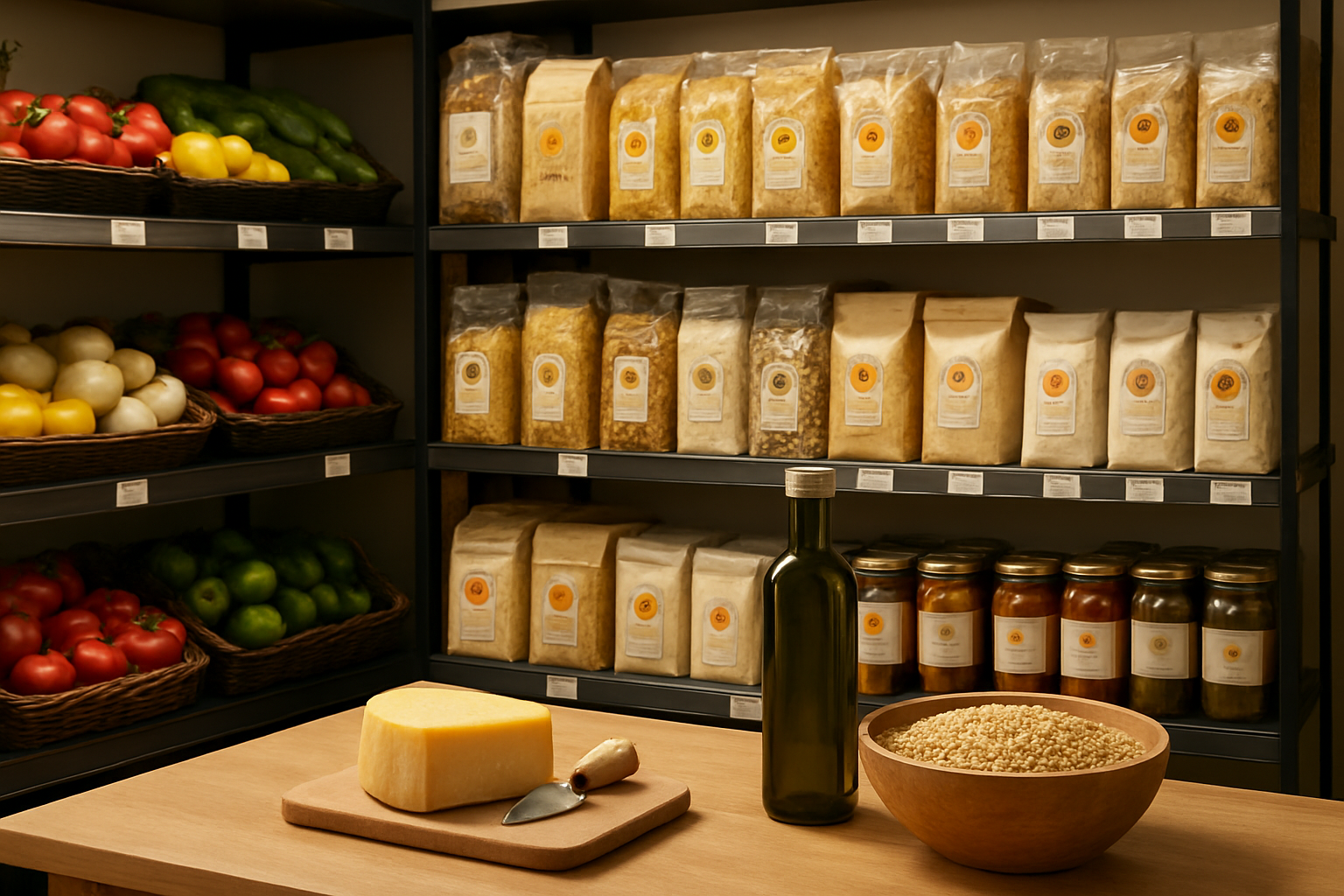 Prodotti ortofrutticoli italiani Dop e Igp esposti in un supermercato