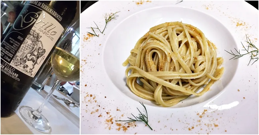 Grillo del Barone 2016 con trenette con acciughe, pangrattato ostato e finocchietto selvatico