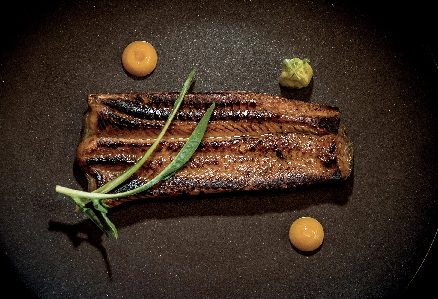 Anguilla, puntarelle, mango e miso